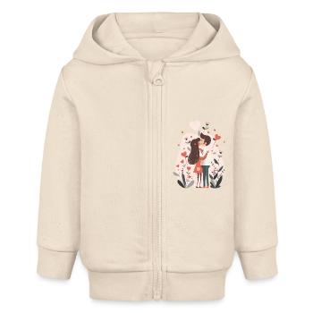 Paar Beziehung Liebe - Baby Organic Kapuzenjacke Baby Connector von Stanley/Stella - Natur - Vorne
