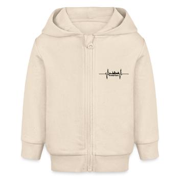 Battement de cœur avec Skyline Amsterdam - Veste à capuche bébé bio Stanley/Stella - écru doux - Devant