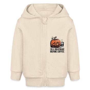 Ich bin ein Albtraum vor dem Kaffee - Baby Organic Kapuzenjacke Baby Connector von Stanley/Stella - Natur - Vorne
