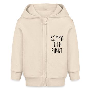 Berlin Dialekt - Komma Uffn Punkt - Baby Organic Kapuzenjacke Baby Connector von Stanley/Stella - Natur - Vorne