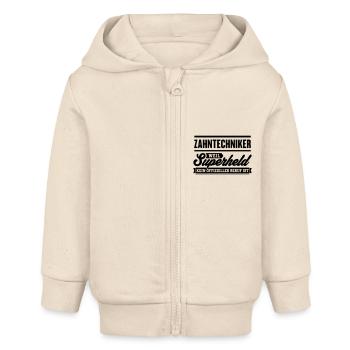Superheld Zahntechniker - Baby Organic Kapuzenjacke Baby Connector von Stanley/Stella - Natur - Vorne
