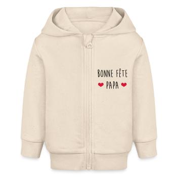 Papa Fête des Pères Naissance Bébé Anniversaire - Veste à capuche bébé bio Stanley/Stella - écru doux - Devant