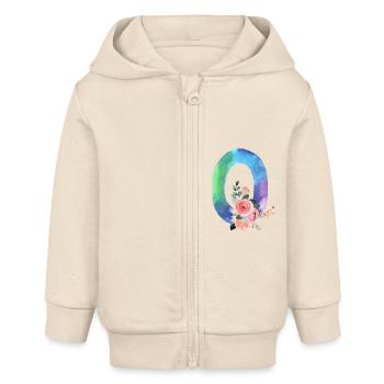 Buchstabe o Aquarell - Baby Organic Kapuzenjacke Baby Connector von Stanley/Stella - Natur - Vorne
