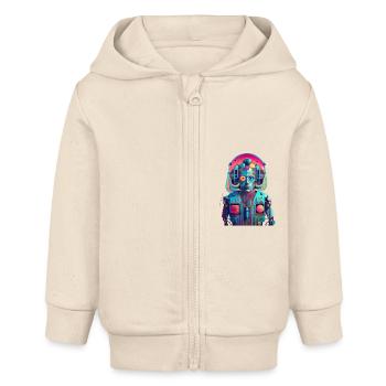 Mensch Roboter - Baby Organic Kapuzenjacke Baby Connector von Stanley/Stella - Natur - Vorne