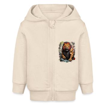 Radiant Majesty: The Lion Artist of the Forest - Baby Organic Zip-up Hoodie by Stanley/Stella - soft Ecru - Front