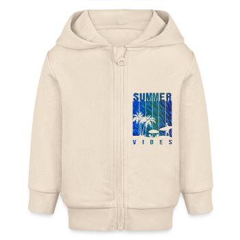 Sommer Illustration Sommer Blumenkunst Blume Meer - Baby Organic Kapuzenjacke Baby Connector von Stanley/Stella - Natur - Vorne