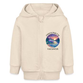 Ich kann nicht Urlaub machen - Baby Organic Kapuzenjacke Baby Connector von Stanley/Stella - Natur - Vorne