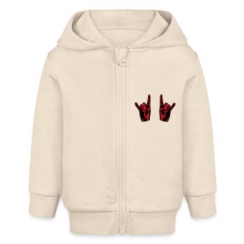Deux Heavy Metal Hard Rock Cornes Doigt Geste de la Main - Veste à capuche bébé bio Stanley/Stella - écru doux - Devant