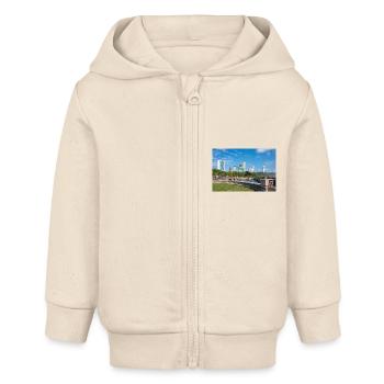 Panorama de la ville de Niagara et des chutes du Niagara - Veste à capuche bébé bio Stanley/Stella - écru doux - Devant