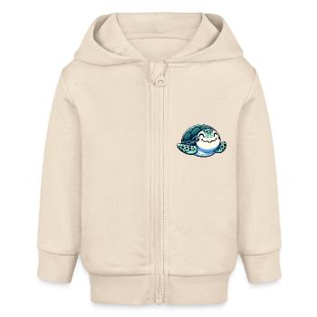 Charmante tortue de mer - Veste à capuche bébé bio Stanley/Stella - écru doux - Devant
