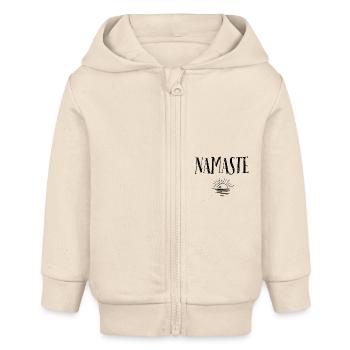 NAMASTE Sonnenaufgang schwarz weiß - Baby Organic Kapuzenjacke Baby Connector von Stanley/Stella - Natur - Vorne