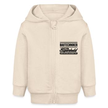 Superheld Bautechniker - Baby Organic Kapuzenjacke Baby Connector von Stanley/Stella - Natur - Vorne
