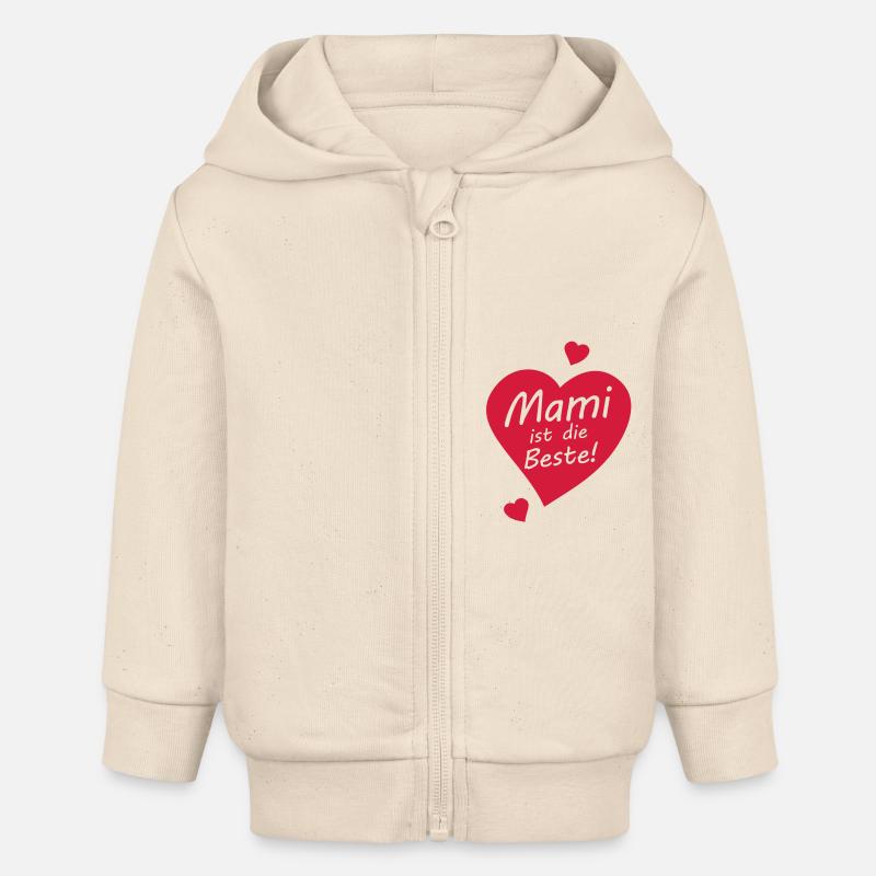 Maman est le meilleur! - Veste à capuche bébé bio Stanley/Stella - écru doux