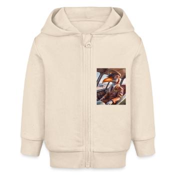 Dinos leben heute – Flugsaurier als Pilot - Baby Organic Kapuzenjacke Baby Connector von Stanley/Stella - Natur - Vorne