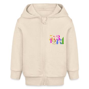 Piles de chiffres - Veste à capuche bébé bio Stanley/Stella - écru doux - Devant