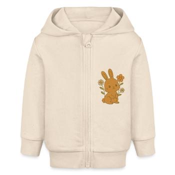 Bunny Bunny Printemps Fleurs Été Jardin de Pâques - Veste à capuche bébé bio Stanley/Stella - écru doux - Devant