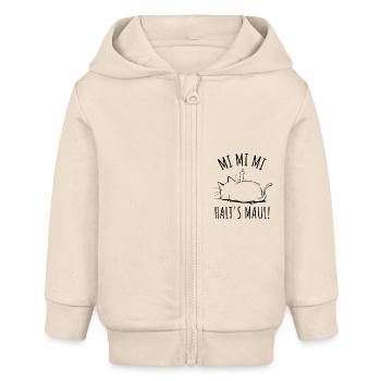 Faule Katze Ich Muss Gar Nix - Baby Organic Kapuzenjacke Baby Connector von Stanley/Stella - Natur - Vorne