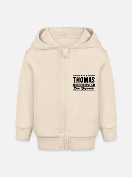 Mann Mythos Legende Thomas - Baby Organic Kapuzenjacke Baby Connector von Stanley/Stella - Natur
