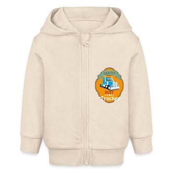 Best Trucker, Lkw Trucker Design - Baby Organic Kapuzenjacke Baby Connector von Stanley/Stella - Natur - Vorne