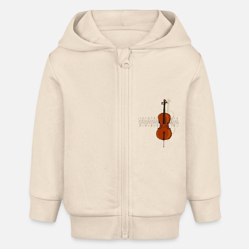 Violoncelle Design 2 noir - Veste à capuche bébé bio Stanley/Stella - écru doux