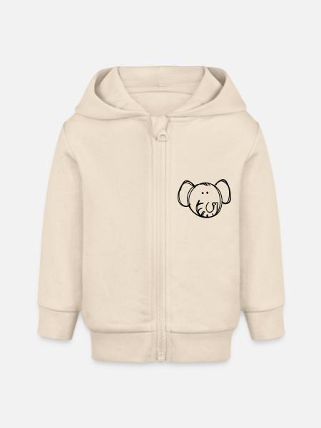 Elefant Zeichnung - Baby Organic Kapuzenjacke Baby Connector von Stanley/Stella - Natur