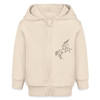 Unicorn graphic - Baby Organic Zip-up Hoodie by Stanley/Stella - soft Ecru - Front