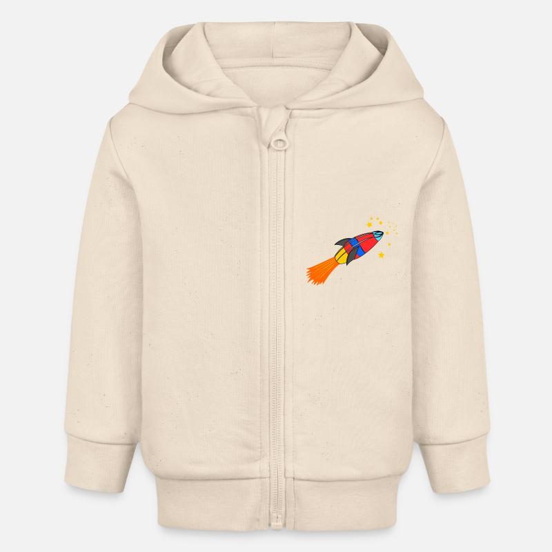 fusée - Veste à capuche bébé bio Stanley/Stella - écru doux
