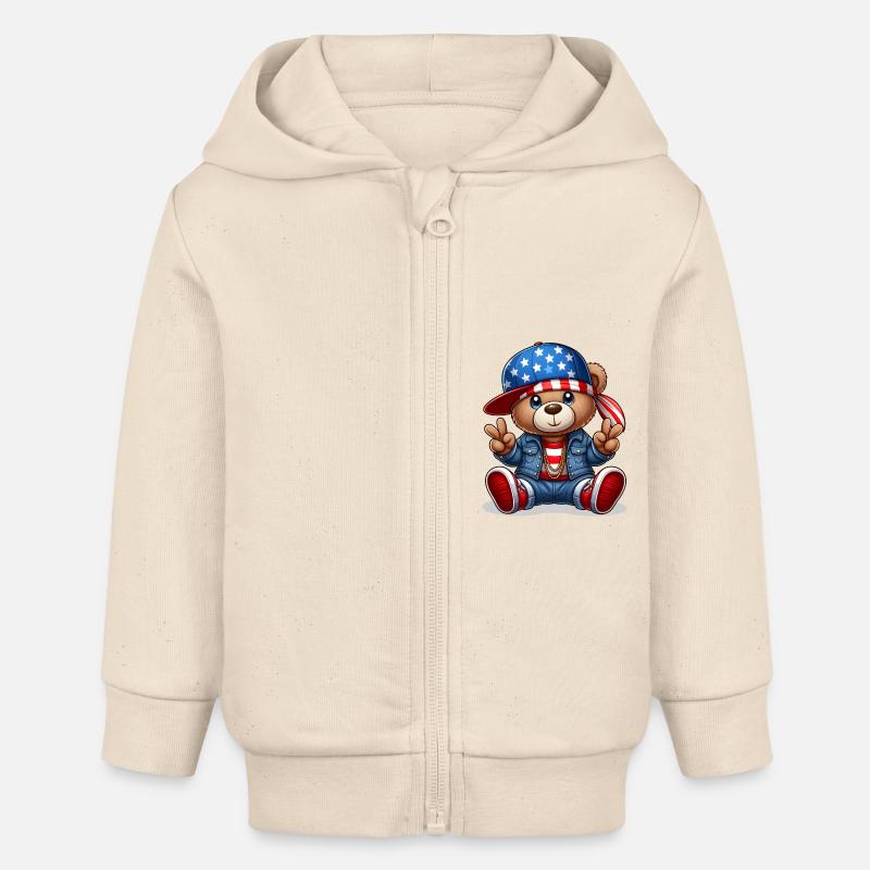 Ourson Cool - Veste à capuche bébé bio Stanley/Stella - écru doux