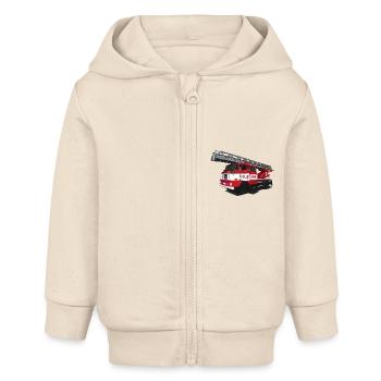 Pompiers // RDA // Illustration - Veste à capuche bébé bio Stanley/Stella - écru doux - Devant