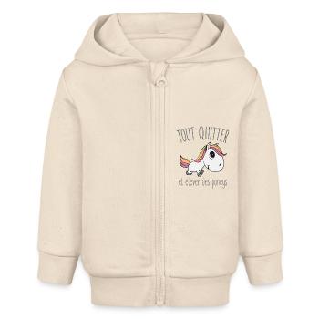 Tout quitter et élever des poneys - Veste à capuche bébé bio Stanley/Stella - écru doux - Devant