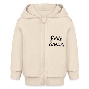 Petite soeur - nouveau bébé - Veste à capuche bébé bio Stanley/Stella - écru doux - Devant