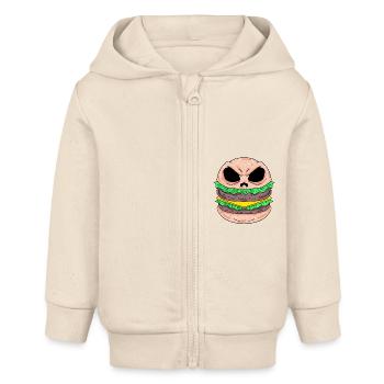 Totenkopf Burger Skull Burger - Veste à capuche bébé bio Stanley/Stella - écru doux - Devant