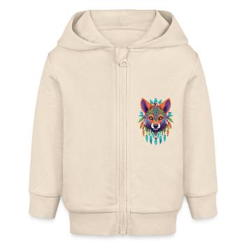 Spirit Jackal Mandala Esoteric Art - Baby Organic Zip-up Hoodie by Stanley/Stella - soft Ecru - Front