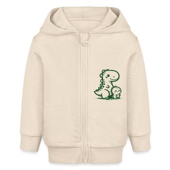 Dino mit Baby - Baby Organic Kapuzenjacke Baby Connector von Stanley/Stella - Natur - Vorne