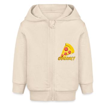 Gourmet Pizza Slices Graphic Gourmet Pizza Slice - Baby Organic Zip-up Hoodie by Stanley/Stella - soft Ecru - Front