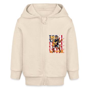 Brüllen des wilden Gitarristen Tiger für einen - Baby Organic Kapuzenjacke Baby Connector von Stanley/Stella - Natur - Vorne