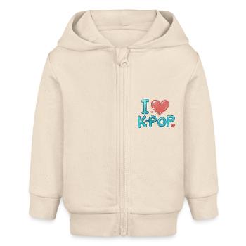 Ich liebe K-Pop - Baby Organic Kapuzenjacke Baby Connector von Stanley/Stella - Natur - Vorne