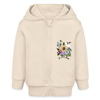 Arrangement de fleurs - Veste à capuche bébé bio Stanley/Stella - écru doux - Devant