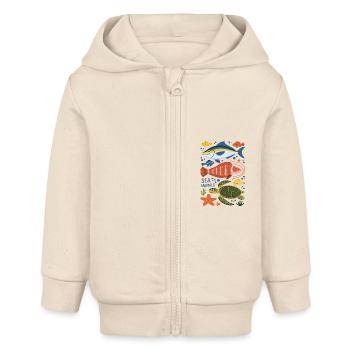 Meerestiere Meer Meeresbewohner für einen Taucher - Baby Organic Kapuzenjacke Baby Connector von Stanley/Stella - Natur - Vorne