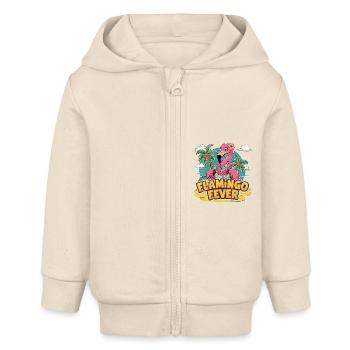 Flamingo Fever - Baby Organic Kapuzenjacke Baby Connector von Stanley/Stella - Natur - Vorne