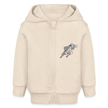 Le lait blaireau (avec des muscles) - Veste à capuche bébé bio Stanley/Stella - écru doux - Devant