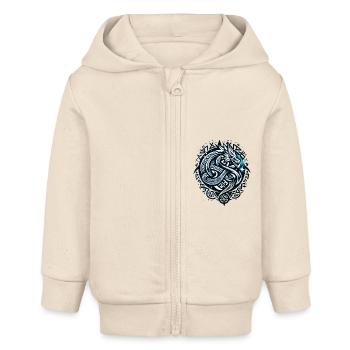 Celtic Dragon Majesty - Baby Organic Zip-up Hoodie by Stanley/Stella - soft Ecru - Front