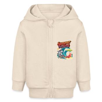 « Sensation d’été » - Veste à capuche bébé bio Stanley/Stella - écru doux - Devant