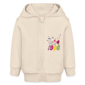 Year of birth 1986 wildflowers - Baby Organic Zip-up Hoodie by Stanley/Stella - soft Ecru - Front