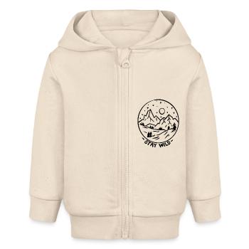 Bleib Wild Berge Landschaft - Baby Organic Kapuzenjacke Baby Connector von Stanley/Stella - Natur - Vorne
