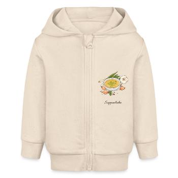 Soupe Amour // Illustration - Veste à capuche bébé bio Stanley/Stella - écru doux - Devant
