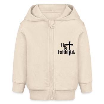 Er ist treu - Baby Organic Kapuzenjacke Baby Connector von Stanley/Stella - Natur - Vorne