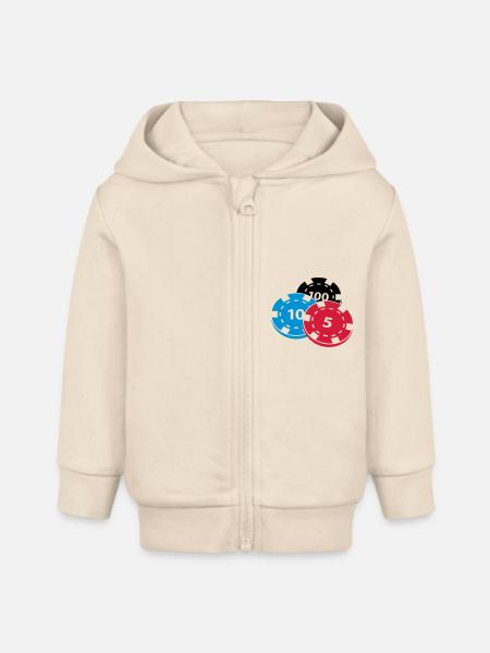Pokerchips - Baby Organic Kapuzenjacke Baby Connector von Stanley/Stella - Natur