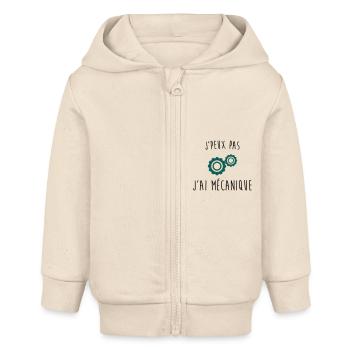 j'peux pas j'ai mecanique - Veste à capuche bébé bio Stanley/Stella - écru doux - Devant