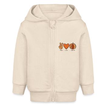 Pumpkins Peace Love Pumpkin Kürbis Herbst Ästhetik - Baby Organic Kapuzenjacke Baby Connector von Stanley/Stella - Natur - Vorne
